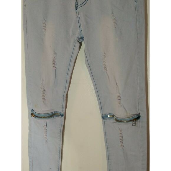 Fredd Marshall Girls distressed 12 Light Wash Skinny Pants Inseam 24” Cotton P3 - Picture 2 of 10